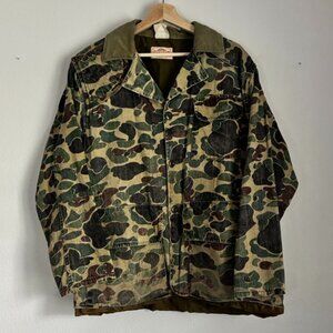 Vintage SafTBak Camo Hunting Jacket Corduroy Collar Size XLarge